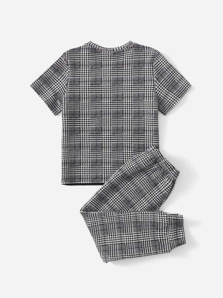 SHEIN Garçon Pantalon & T-shirt à carreaux - Multicolore - Voir 2