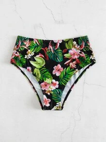 Bottom de bikini con estampado tropical de talle alto - Multicolor - Ver 5