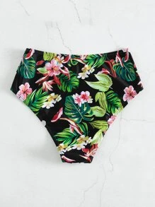 Bottom de bikini con estampado tropical de talle alto - Multicolor - Ver 3