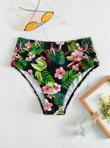 Bottom de bikini con estampado tropical de talle alto - Multicolor - Ver 7
