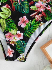 Bottom de bikini con estampado tropical de talle alto - Multicolor - Ver 6