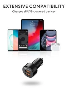 AUKEY Cargador de coche dual USB de 18W de carga rápida 3.0 - Negro - Ver 7