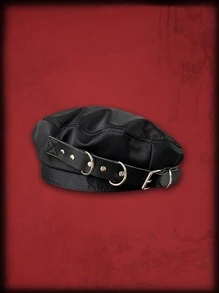 ROMWE Grunge Punk Buckle Decor Beret - Black - View 1