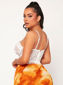 SHEIN SXY Top de tirantes con cremallera trasera transparente con encaje - Blanco - Ver 2