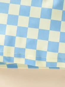 Girls Floral And Slogan Graphic Tank Top & Checker Print Shorts - Multicolor - View 5