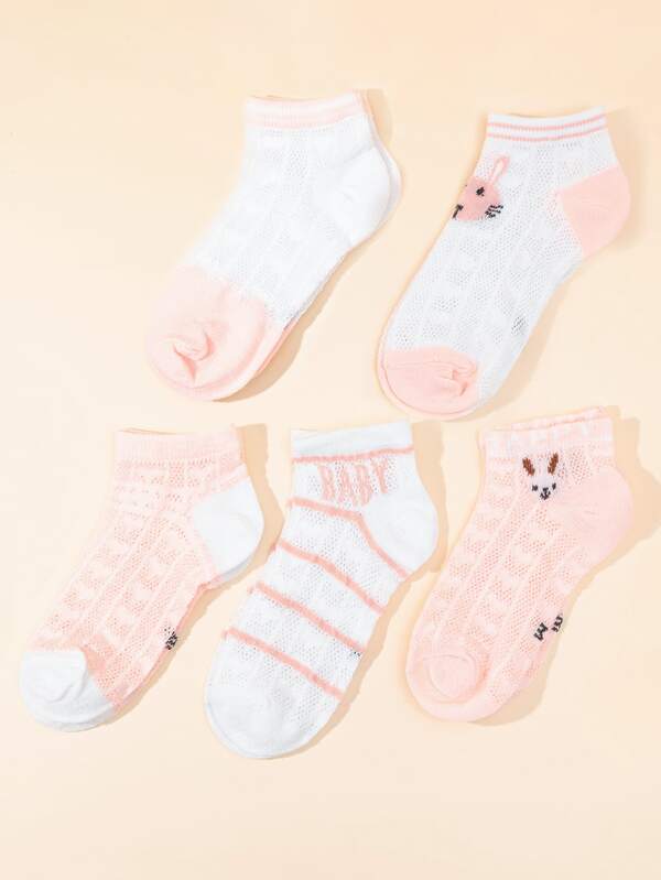 5pairs Toddler Girls Cartoon Graphic Socks