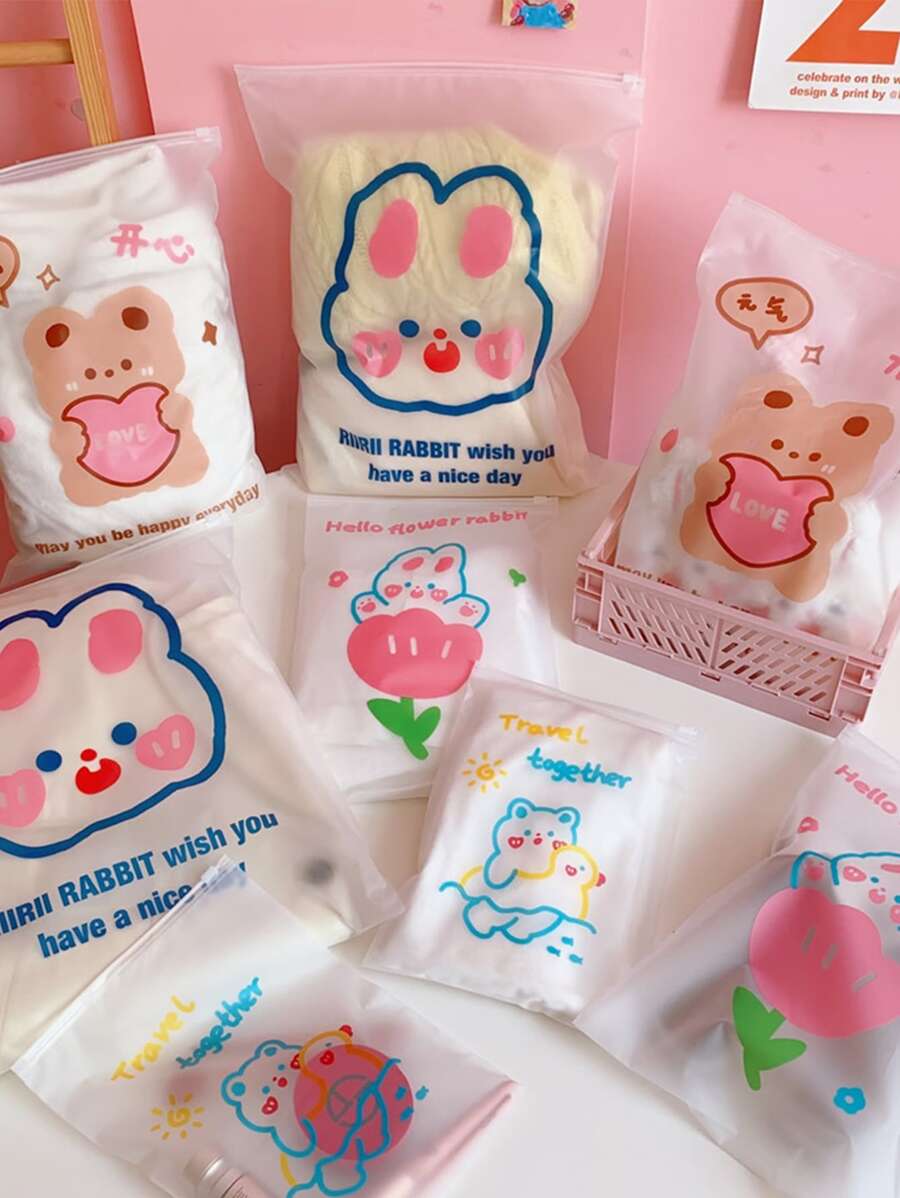 Túi du lịch họa tiết hoạt hình 4 chiếc, phong cách Boho - Nhiều màu - Xem 1
