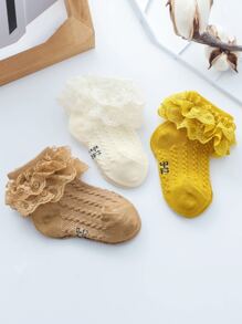 3雙小女童蕾絲邊襪子 - 彩色 - 查看 1