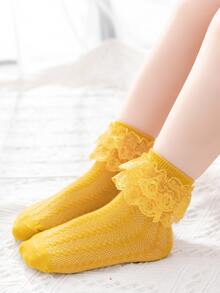 3雙小女童蕾絲邊襪子 - 彩色 - 查看 5