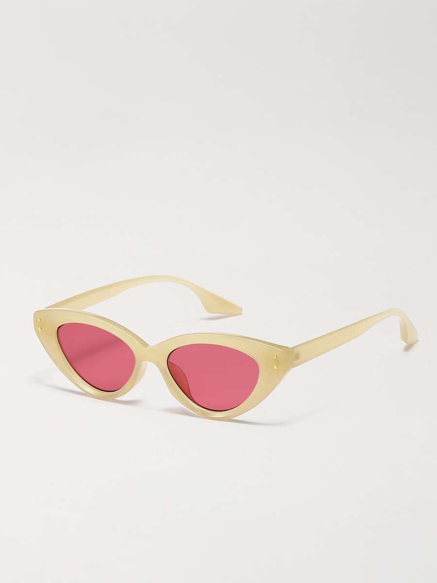 著色鏡片貓眼太陽鏡 - 粉色 - 查看 1