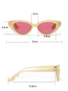 著色鏡片貓眼太陽鏡 - 粉色 - 查看 3