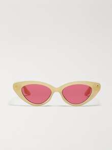 著色鏡片貓眼太陽鏡 - 粉色 - 查看 4