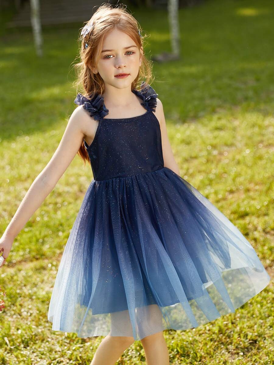 Đầm Gái Tương phản Mesh Ombre Hấp dẫn - Màu xanh hải quân - Xem 1