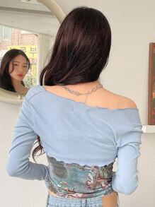 DAZY 天使和樹印花短式無肩帶上衣 - 彩色 - 查看 2
