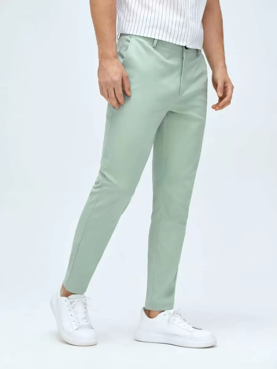 Manfinity VCAY Men Solid Tapered Suit Trousers - Mint Green - View 1