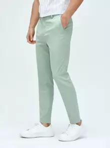 Manfinity VCAY Men Solid Tapered Suit Trousers - Mint Green - View 3