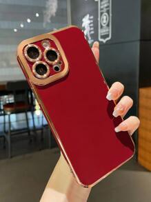 1 Ốp điện thoại Tpu chống rơi mạ vàng sang trọng và sáng bóng có chức năng bảo vệ camera Tương thích với iPhone - Màu Đỏ Sâu - Xem 2