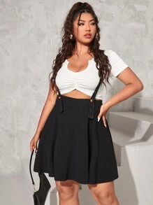 Calvaya Plus Solid Pinafore Dress Without Top - Black - View 2