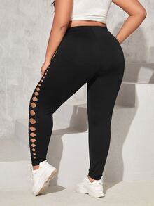 Leggings con abertura lateral de talle alto - Negro - Ver 2