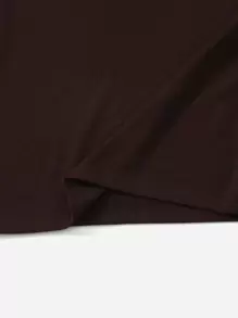 SHEIN PETITE 雞心領口前扭結連衣裙 - 巧克力棕 - 查看 5