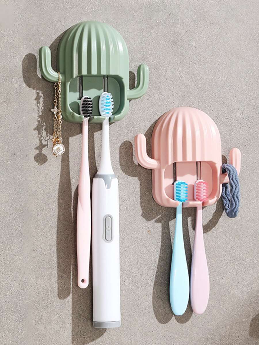 1pc Random Toothbrush Holder No-Drill Wall Mounted - Multicolor - View 1