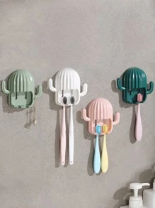 1pc Random Toothbrush Holder No-Drill Wall Mounted - Multicolor - View 5