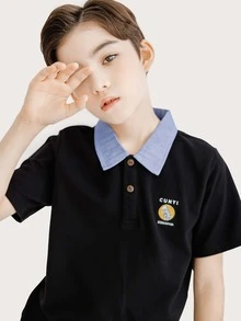 男孩卡通圖案POLO衫