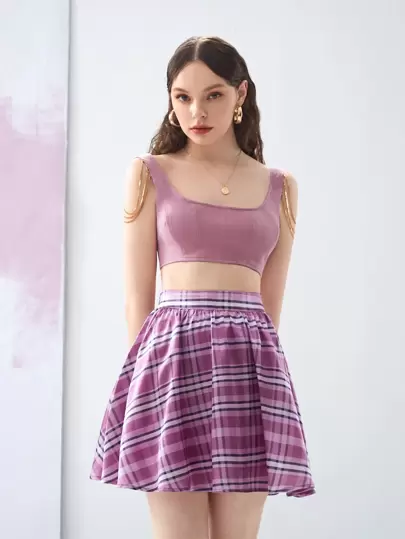 CRYBABY Top tank con diseño de cadena con costura delantera