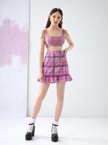 CRYBABY 鏈條細節前接縫背心上衣 - 紫色 - 查看 3