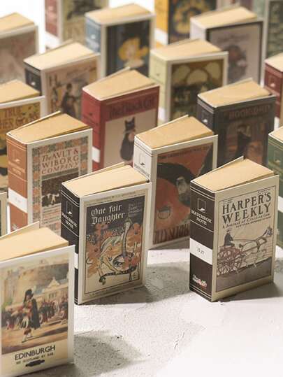 shanci 1入組火柴盒復古迷你創意牛皮紙記事本可撕式記事本小書隨身攜帶便攜式記事紙