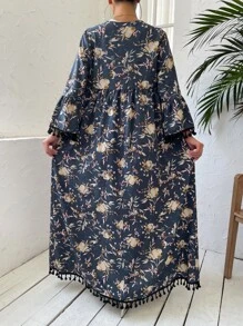 Allover Floral Tassel Kimono, For Summer Beach Vacation - Multicolor - View 2