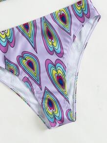 Heart Print Tie Back Halter Bikini Set, For Summer Beach Vacation - Multicolor - View 6