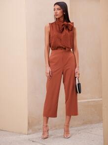 MOTF PREMIUM VISCOSE CROPPED TROUSERS - Brown - View 1