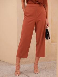 MOTF PREMIUM VISCOSE CROPPED TROUSERS - Brown - View 5