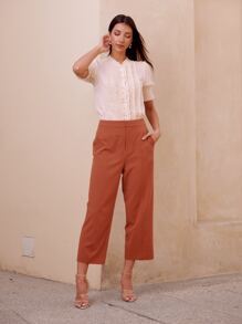 MOTF PREMIUM VISCOSE CROPPED TROUSERS - Brown - View 8
