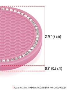 2pcs Rhinestone Decor Car Coaster
