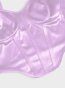 Chiquease Curved Hem Satin Cami Top - Lilac Purple - View 5
