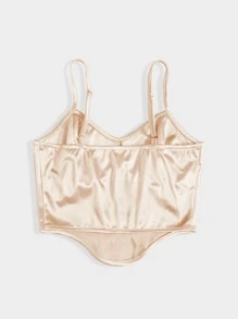 SHEIN Privé Curved Hem Satin Cami Top - Baby Pink - View 2