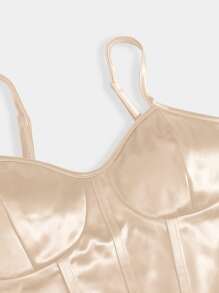 SHEIN Privé Curved Hem Satin Cami Top - Baby Pink - View 4