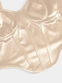 SHEIN Privé Curved Hem Satin Cami Top - Baby Pink - View 5