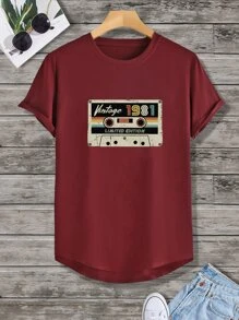 Manfinity Homme Hombres Camiseta con estampado de letra