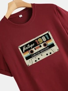 Manfinity Homme Hombres Camiseta con estampado de letra