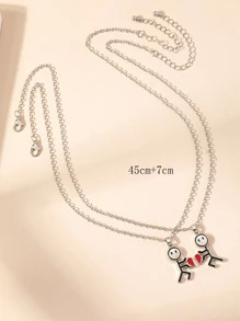 2pcs Cartoon Figure Pendant Necklace - Silver - View 3