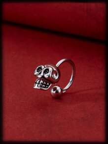 ROMWE Grunge Punk 1入組骷髏裝飾鼻環 - 復古銀色 - 查看 1