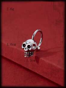 ROMWE Grunge Punk 1入組骷髏裝飾鼻環 - 復古銀色 - 查看 5