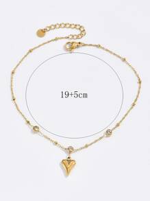Heart Charm Anklet - Yellow Gold - View 3