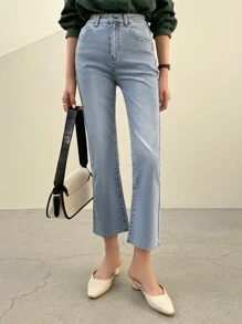 DAZY 生邊喇叭褲洗水牛仔褲 - 淺色水洗藍 - 查看 1