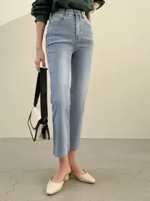 DAZY 生邊喇叭褲洗水牛仔褲 - 淺色水洗藍 - 查看 3