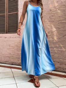 Ombre Maxi Cami Dress - Blue - View 1