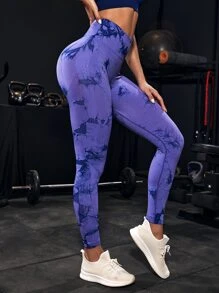 Yoga Trendy 無縫柔軟紮染運動打底褲